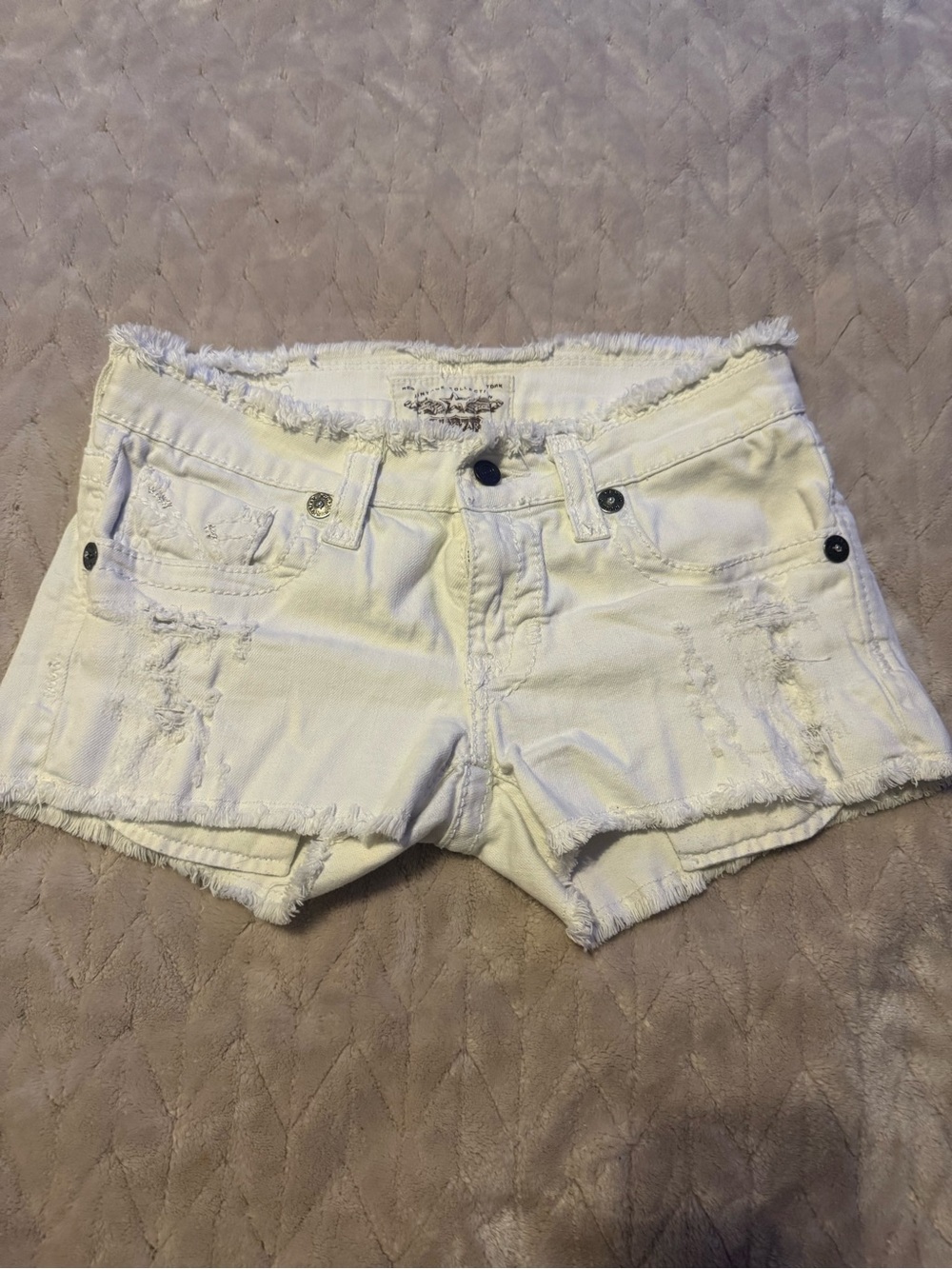 Big Star White Distressed Frayed Hem Denim Shorts